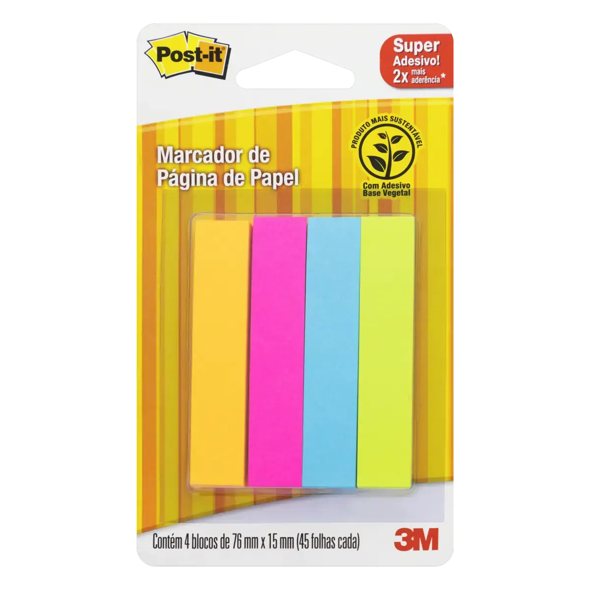 Marcador De Página De Papel Post It 15mm X 76mm Blister 4 Unidades 180 Folhas