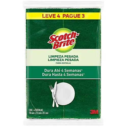 Esponja Limpeza Pesada Scotch Brite Antibac 4 Unidades Pacote Econômico