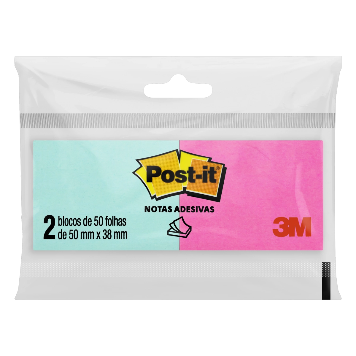 Bloco De Notas Adesivas Post It 50mm X 38mm 2 Unidades 100 Folhas