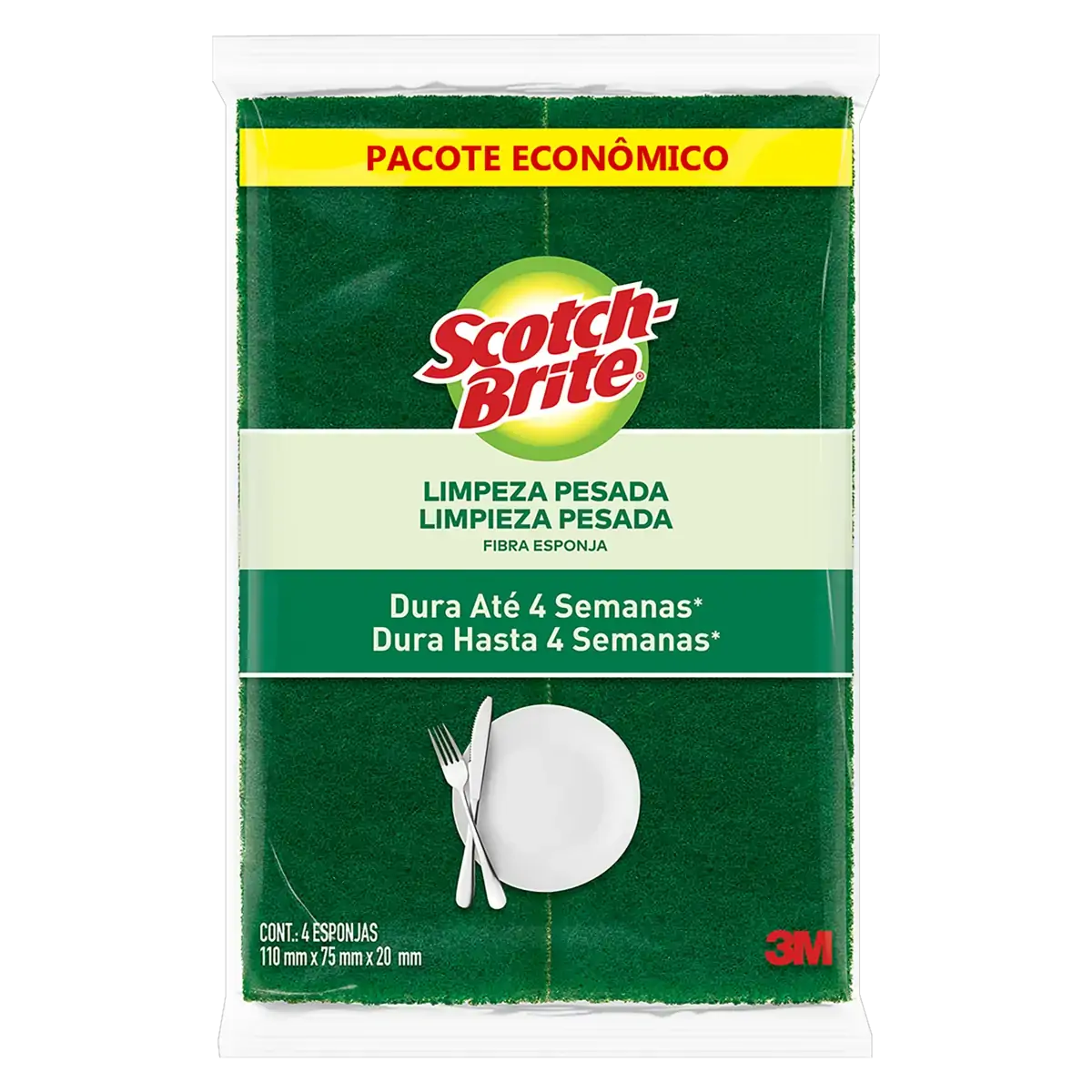 Esponja Limpeza Pesada Scotch Brite Antibac 4 Unidades Pacote Econômico