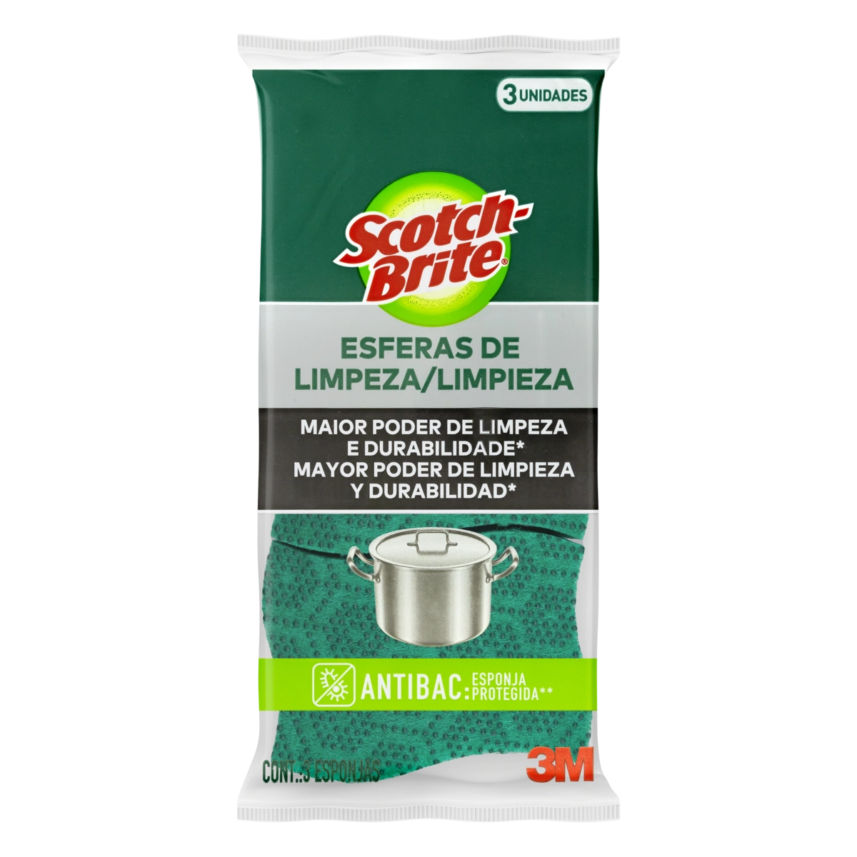 Esponja Esfera De Limpeza Scotch Brite Antibac 3 Unidades
