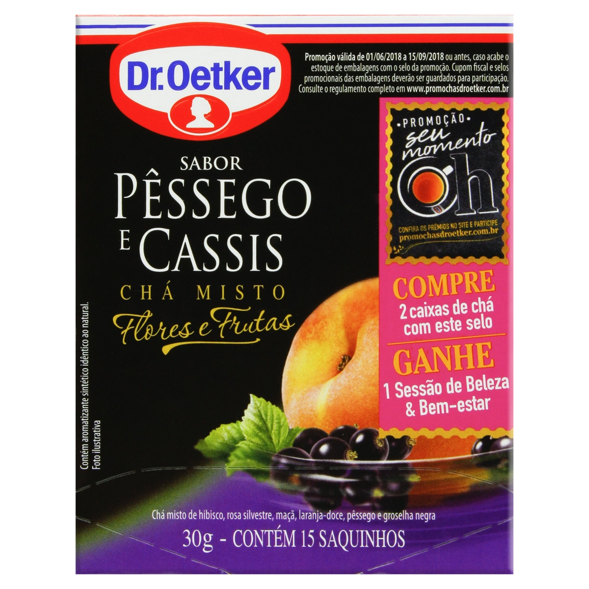 Chá Misto Pêssego E Cassis Dr. Oetker Flores E Frutas Caixa 30g 15 Unidades