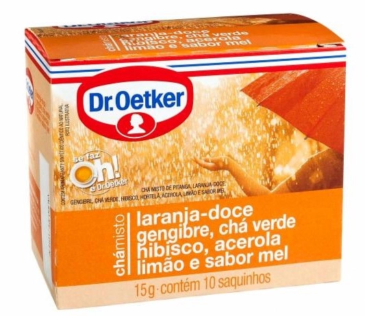 Cha Dr. Oetker 15g Misto Laranja/gengibre/verde/hibisco/acerola/limao