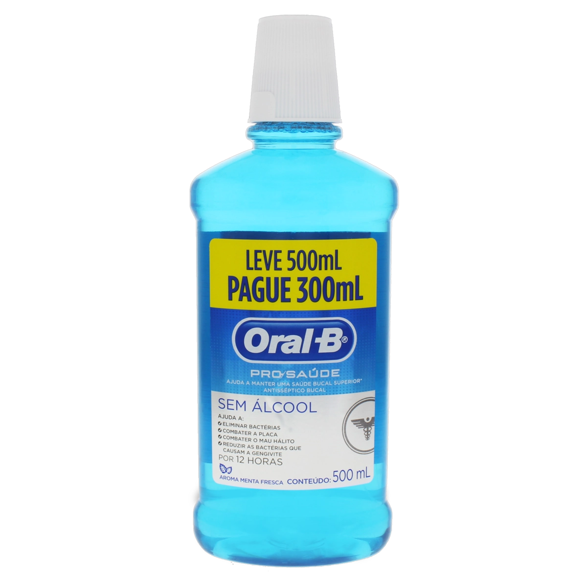 Enxaguante Bucal Antisséptico Zero álcool Menta Fresca Oral B Pro Saúde Frasco Leve 500ml Pague 300m