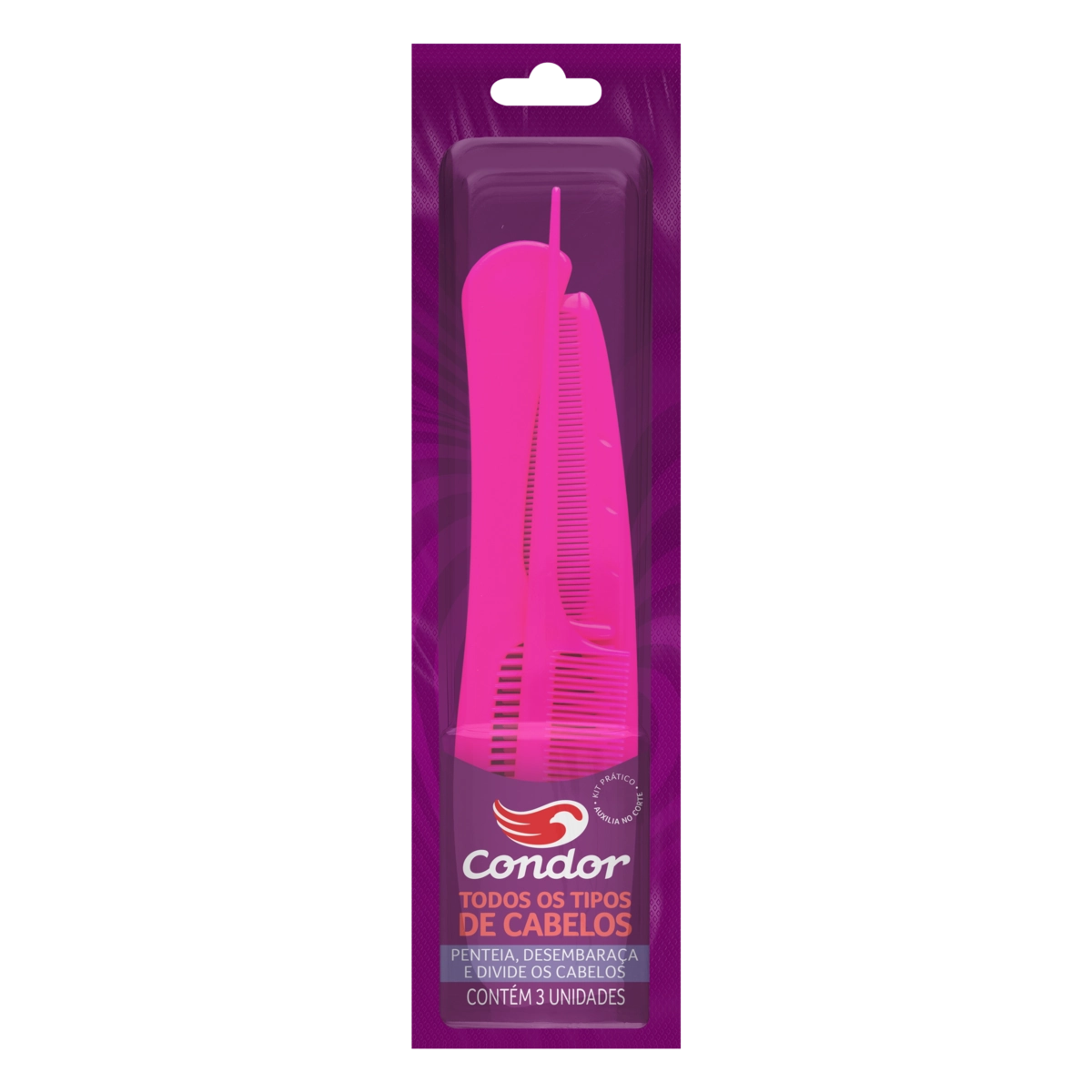 Kit Pente Para Cabelo Condor Joy 3 Unidades