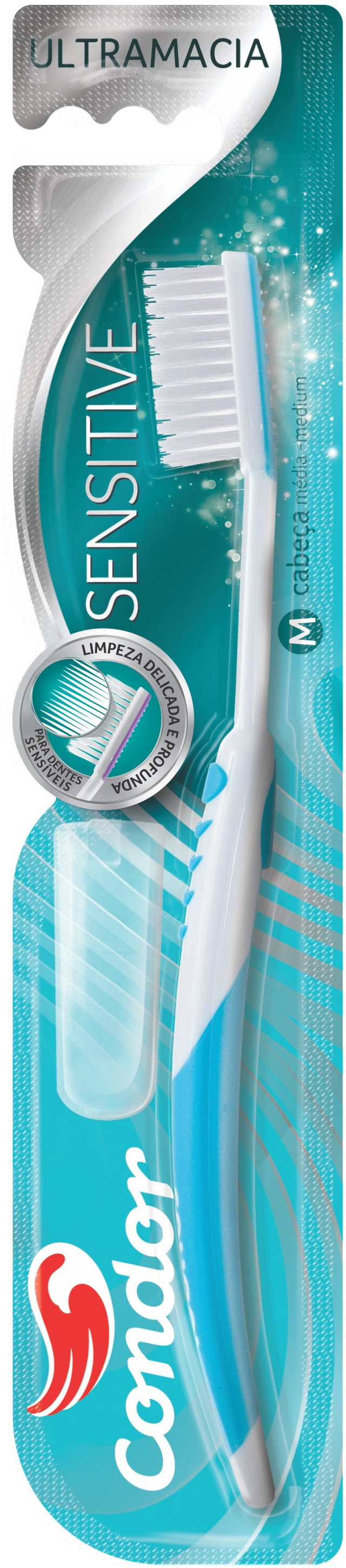 Escova Dental Ultramacia Sensitive Condor Cabeça M Grátis Capa Protetora