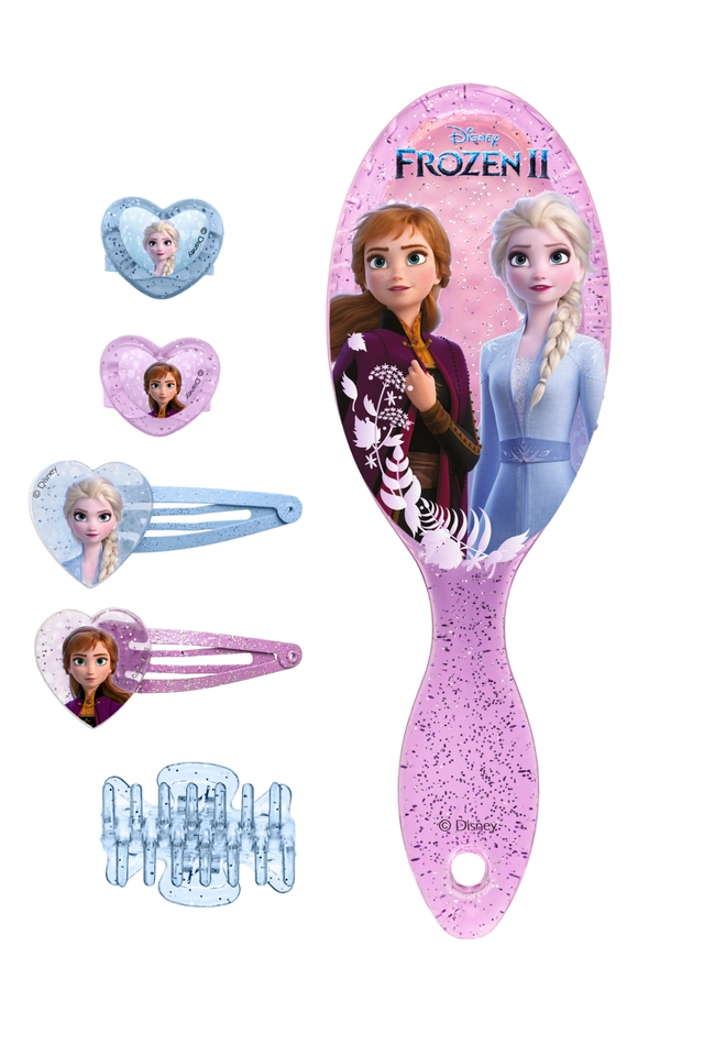 Kit Escova Prendedor 2 Presilhas 2 Anéis Frozen Ii Condor