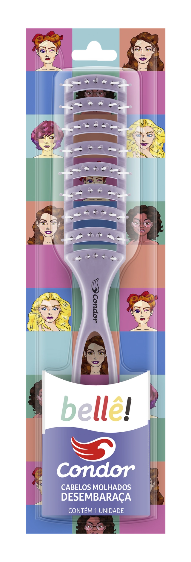 Escova Para Cabelo Vazada Lilás Condor Bellê