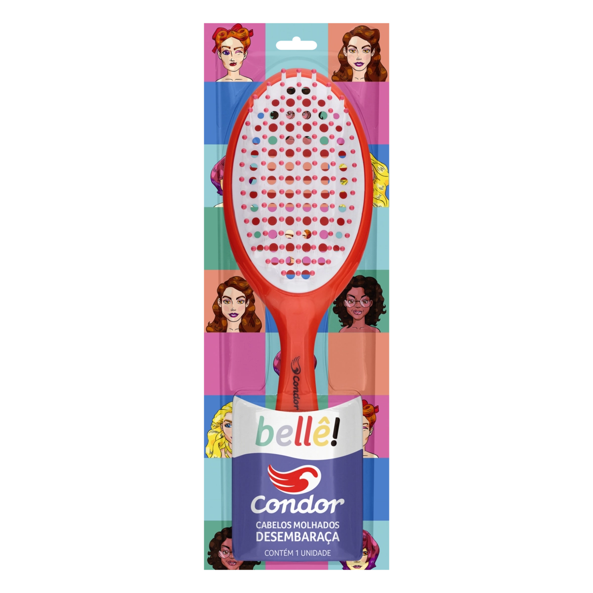 Escova Para Cabelo Oval Vermelha Condor Bellê