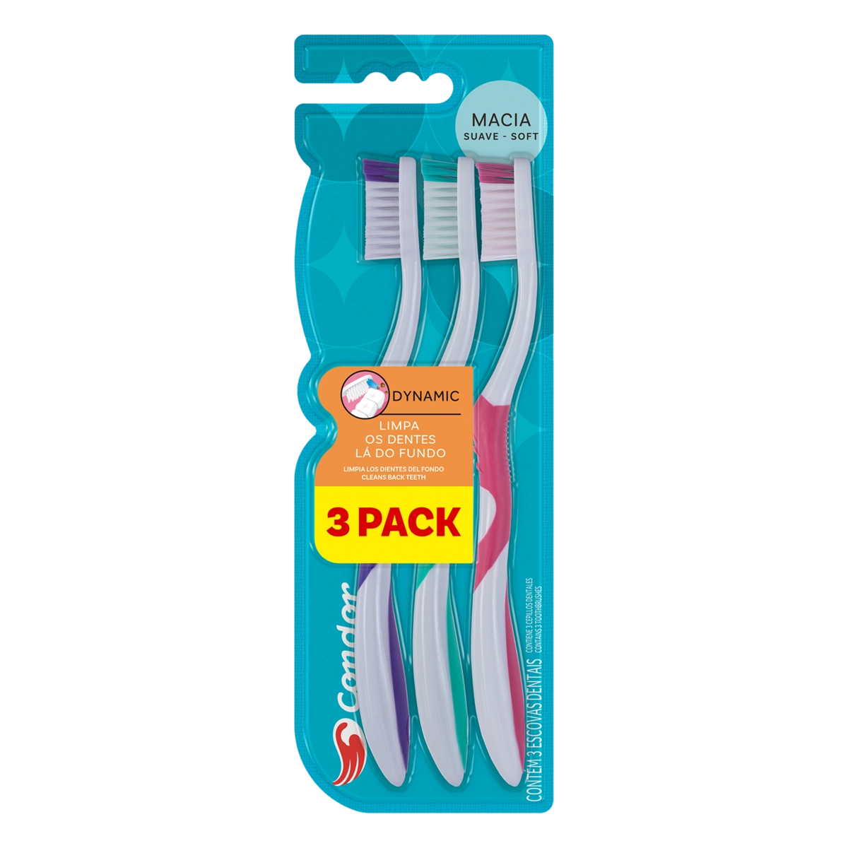 Escova Dental Macia Condor Dynamic 3 Unidades