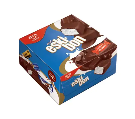Sorvete Baunilha Cobertura Chocolate Kibon Eski Bon Mini Caixa 92g