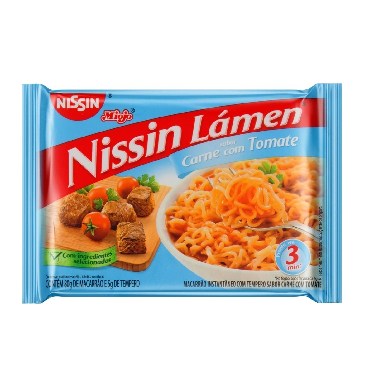 Macarrão Instantâneo Lámen Carne Com Tomate Nissin Miojo Pacote 85g