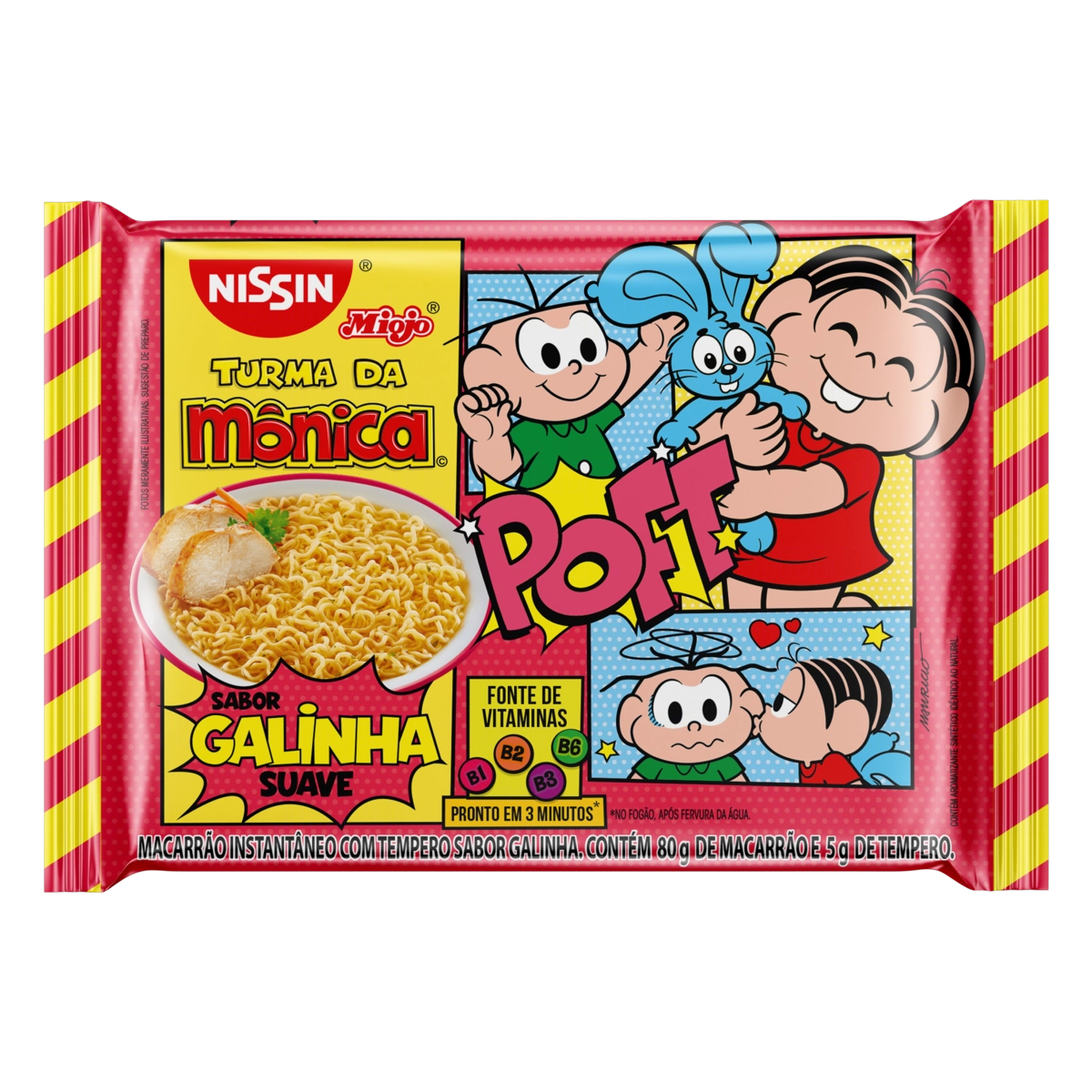 Macarrão Instantâneo Lámen Galinha Suave Turma Da Mônica Nissin Miojo Pacote 85g