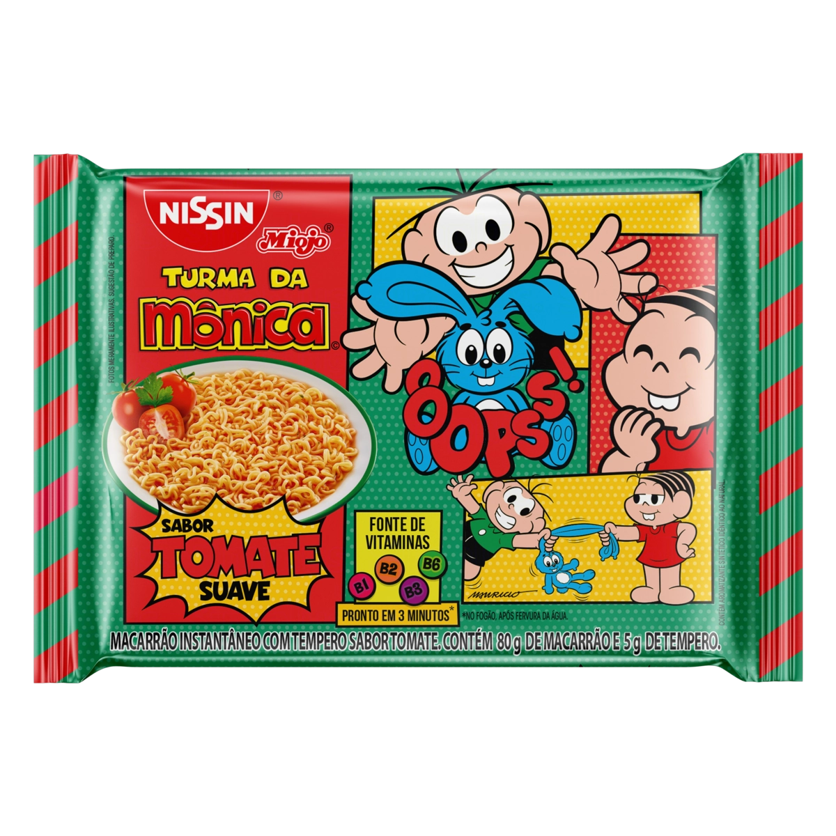 Macarrão Instantâneo Lámen Tomate Suave Turma Da Mônica Nissin Miojo Pacote 85g