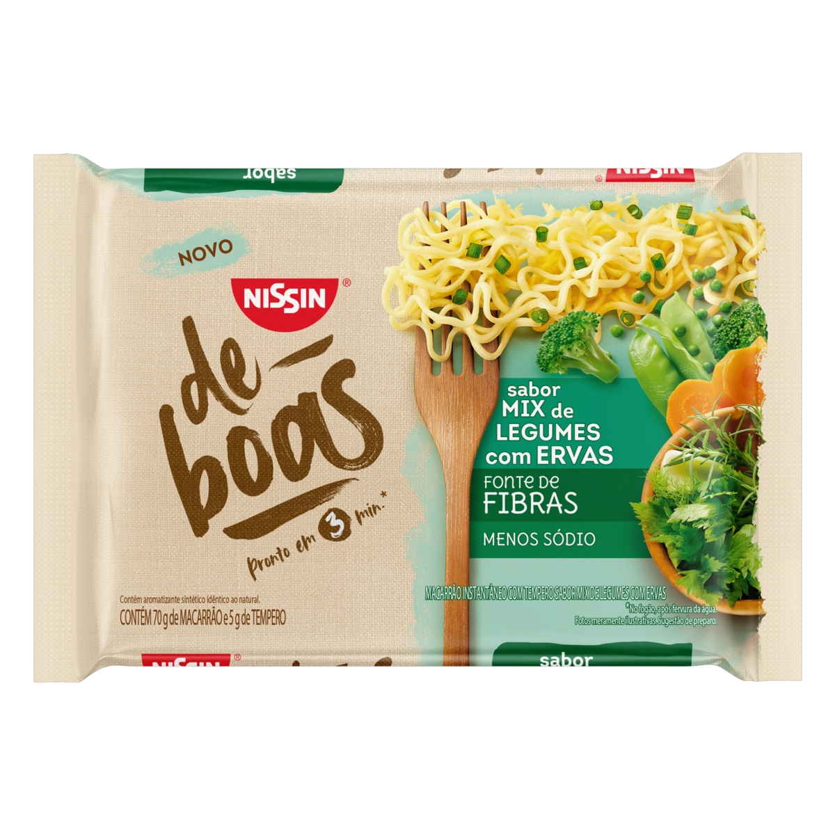 Macarrão Instantâneo Mix De Legumes Com Ervas Nissin De Boas Pacote 75g