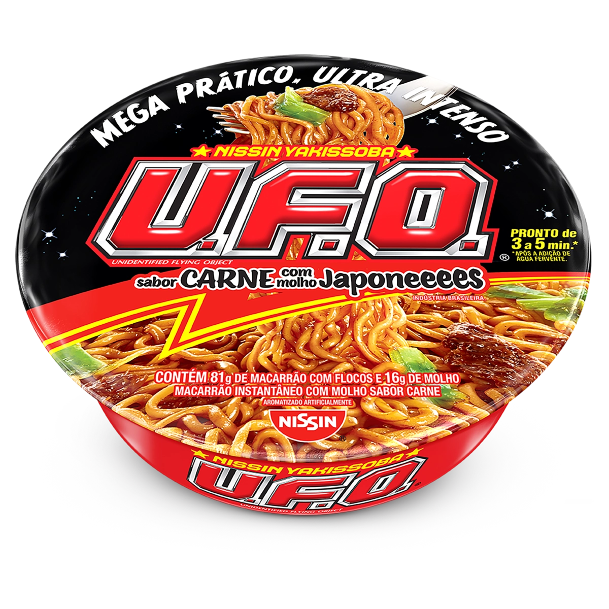 Macarrão Instantâneo Yakissoba Carne Com Molho Japonês Nissin U.f.o. Bandeja 97g