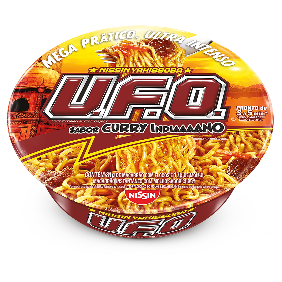 Macarrão Instantâneo Yakissoba Curry Indiano Nissin U.f.o. Bandeja 98g