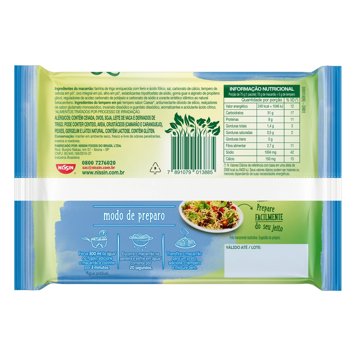 Macarrão Instantâneo Caesar Nissin Saladaria Pacote 75g