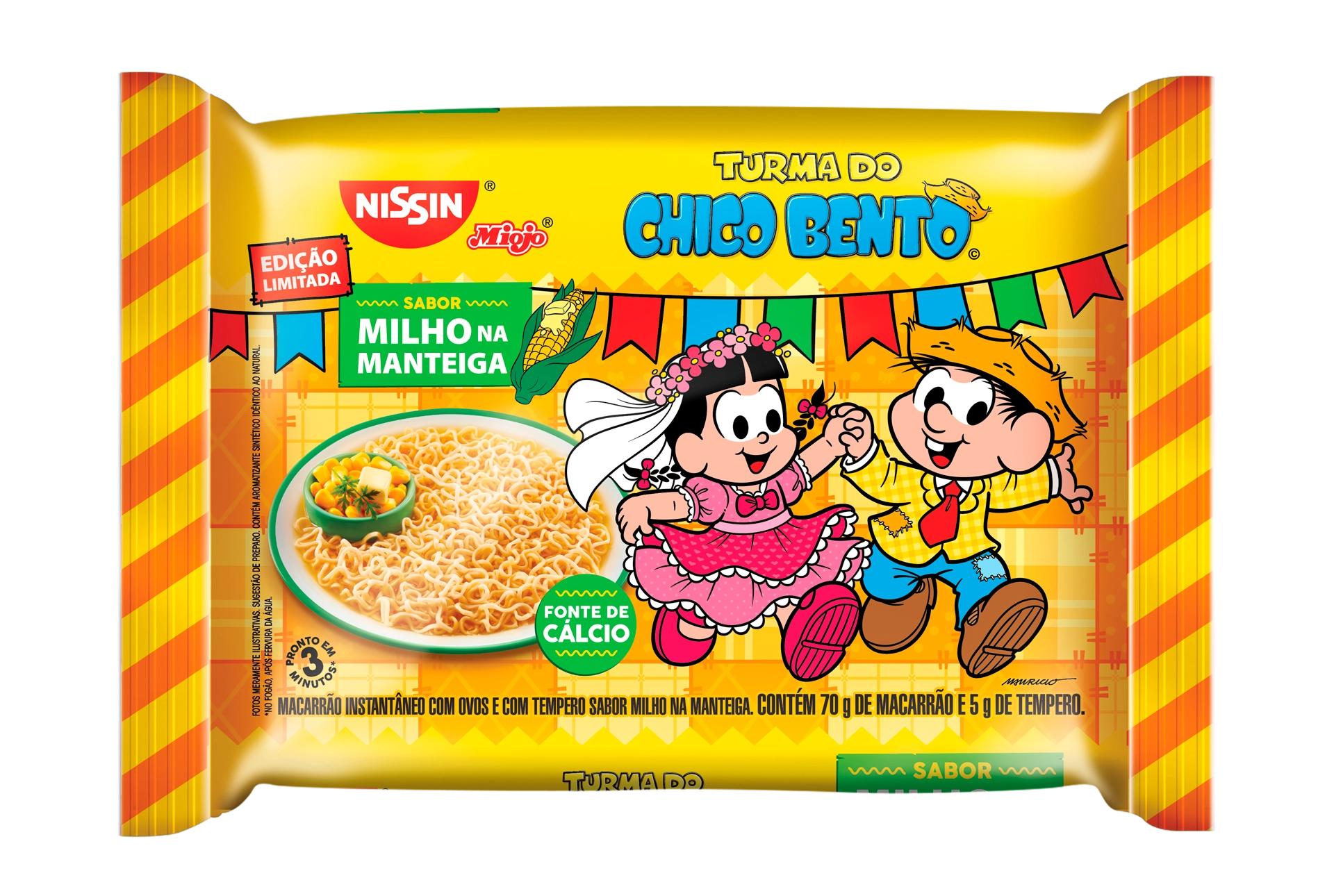 Macarrão Instantâneo Milho Na Manteiga Turma Do Chico Bento Nissin Miojo Pacote 75g