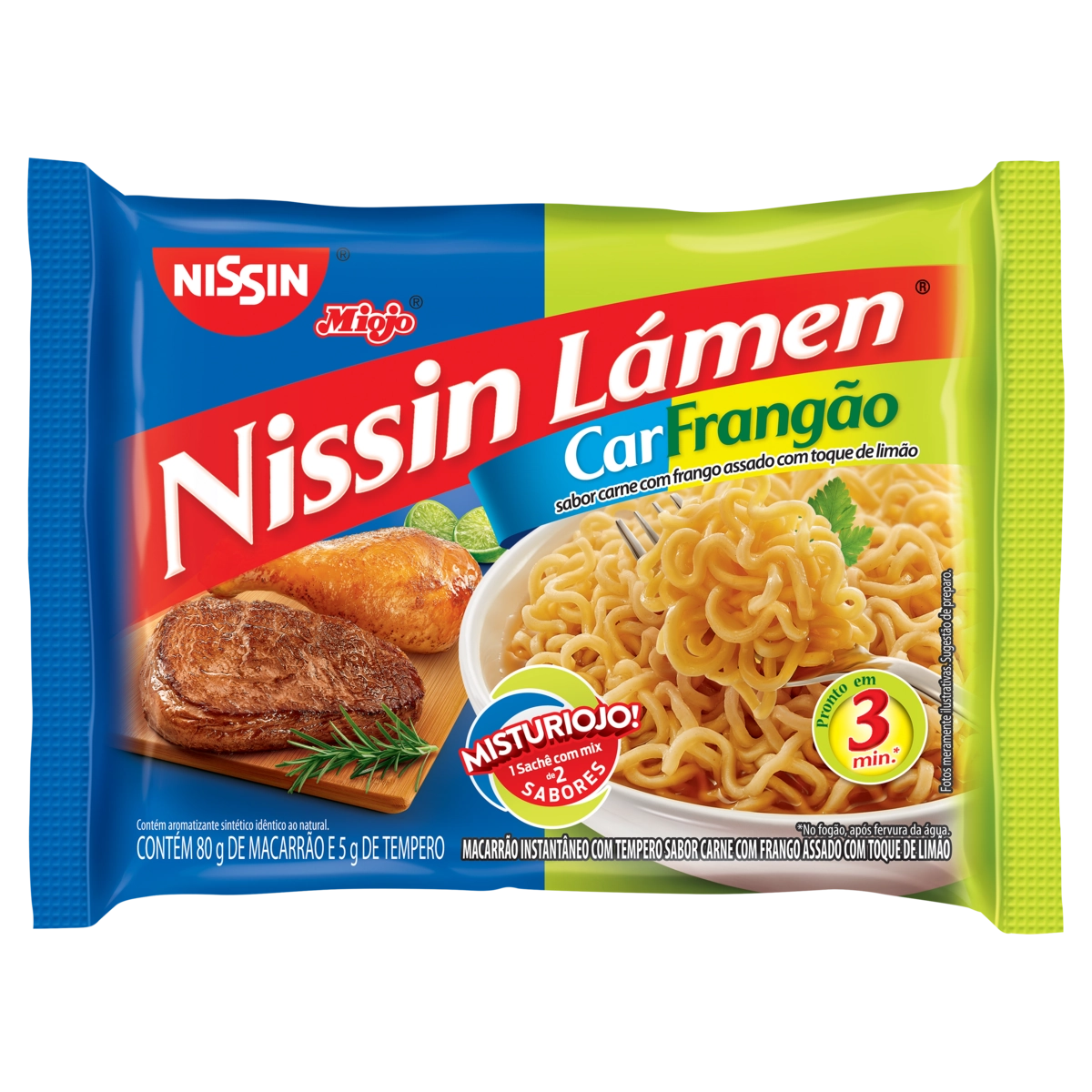 Macarrão Instantâneo Lámen Carfrangão Nissin Miojo Misturiojo Pacote 85g