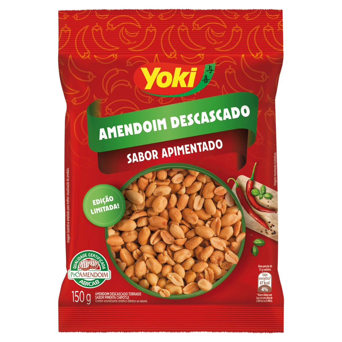 Amendoim Torrado Sem Casca Apimentado Yoki Pacote 150g