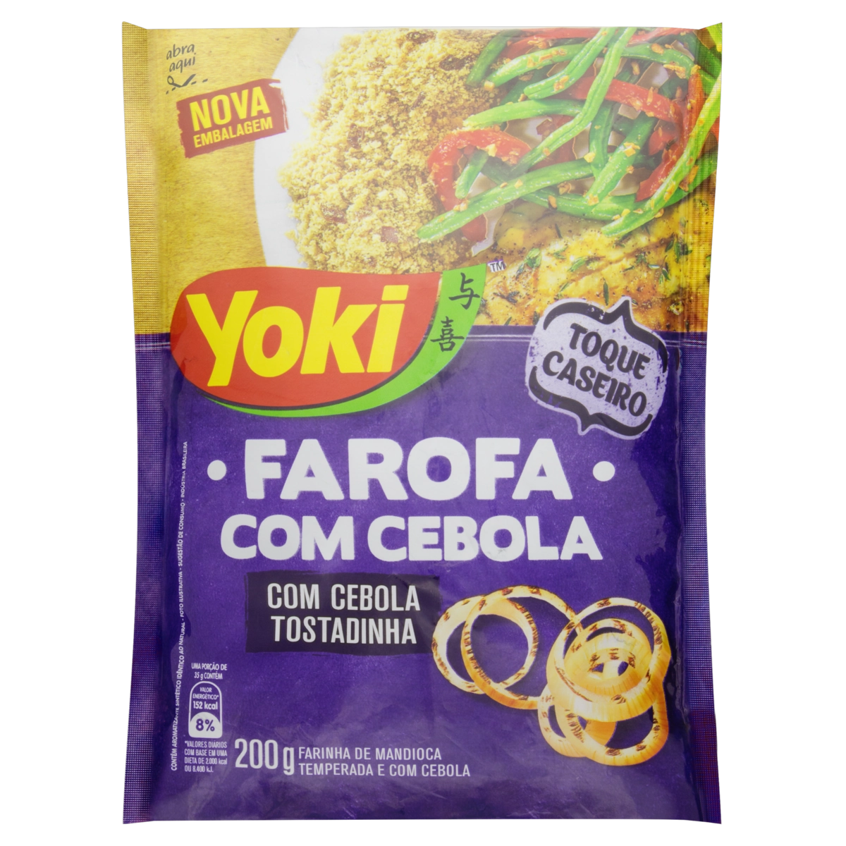 Farofa De Mandioca Com Pedaços De Cebola Crocante Yoki Caseiríssima Pacote 200g