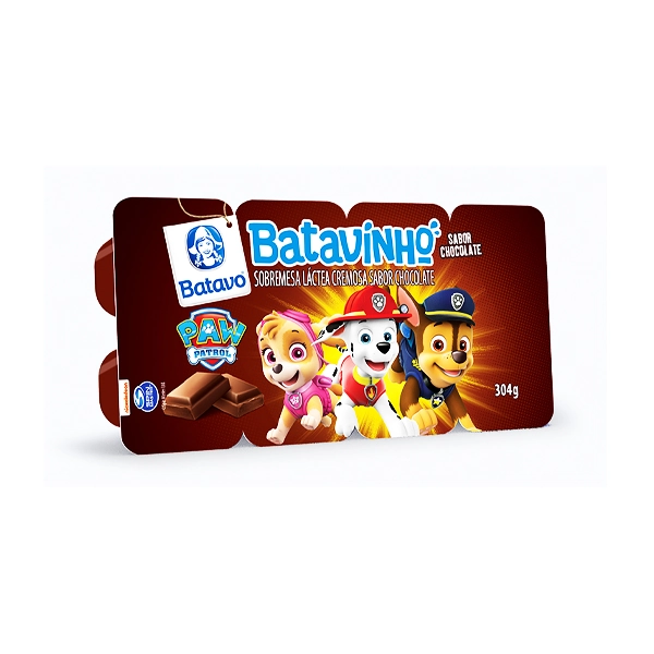 Sobremesa Láctea Chocolate Paw Patrol Batavo Batavinho Bandeja 304g 8 Unidades