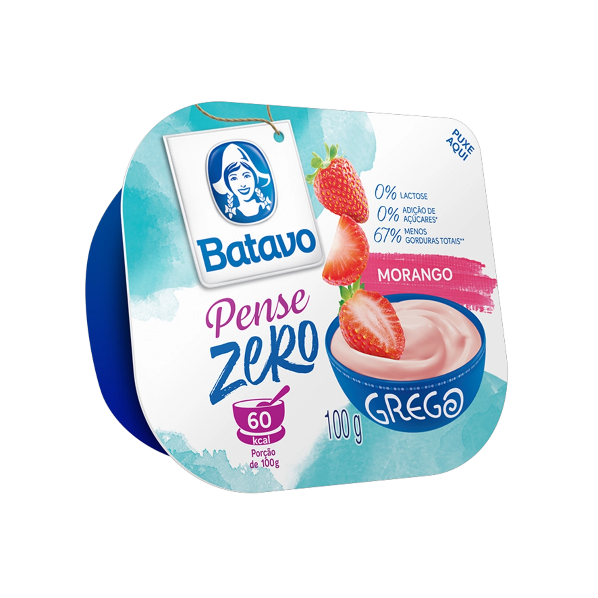 Iogurte Parcialmente Desnatado Grego Morango Zero Lactose Batavo Pense Zero Pote 100g