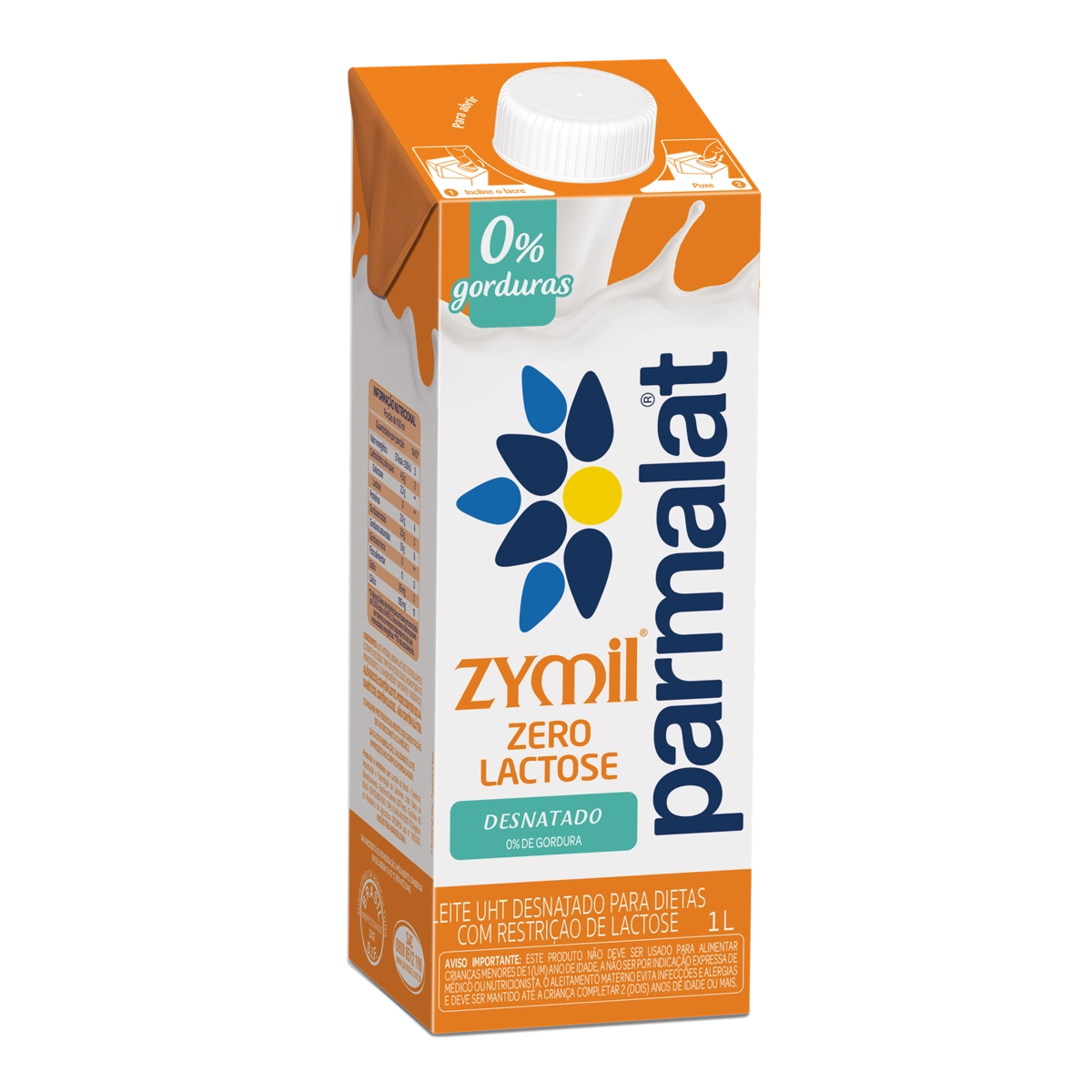 Leite Uht Desnatado Zero Lactose Parmalat Zymil Caixa Com Tampa 1l