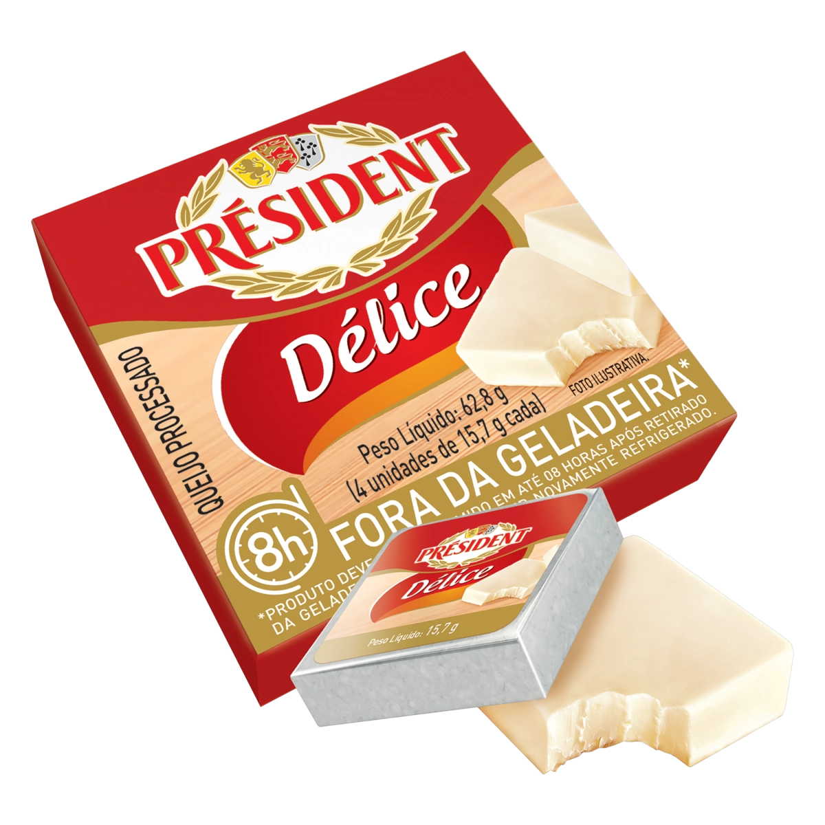 Pack Queijo Processado Président Délice 62,8g 4 Unidades