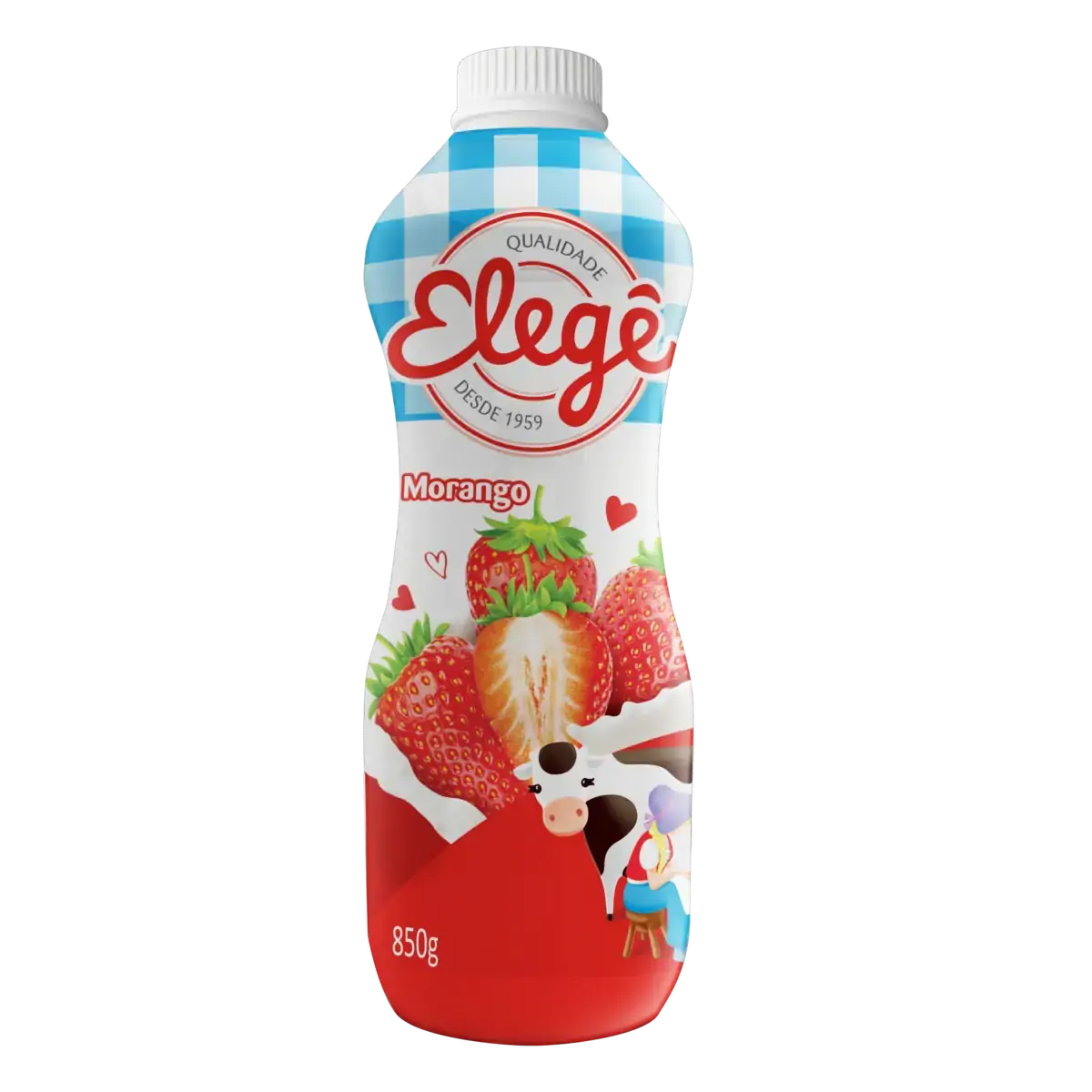 Bebida Láctea Fermentada Morango Elegê Garrafa 850g