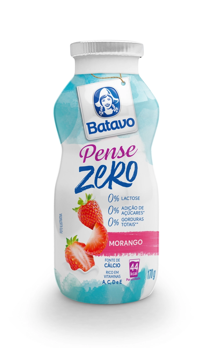 Iogurte Desnatado Morango Zero Lactose Batavo Pense Zero Frasco 170g