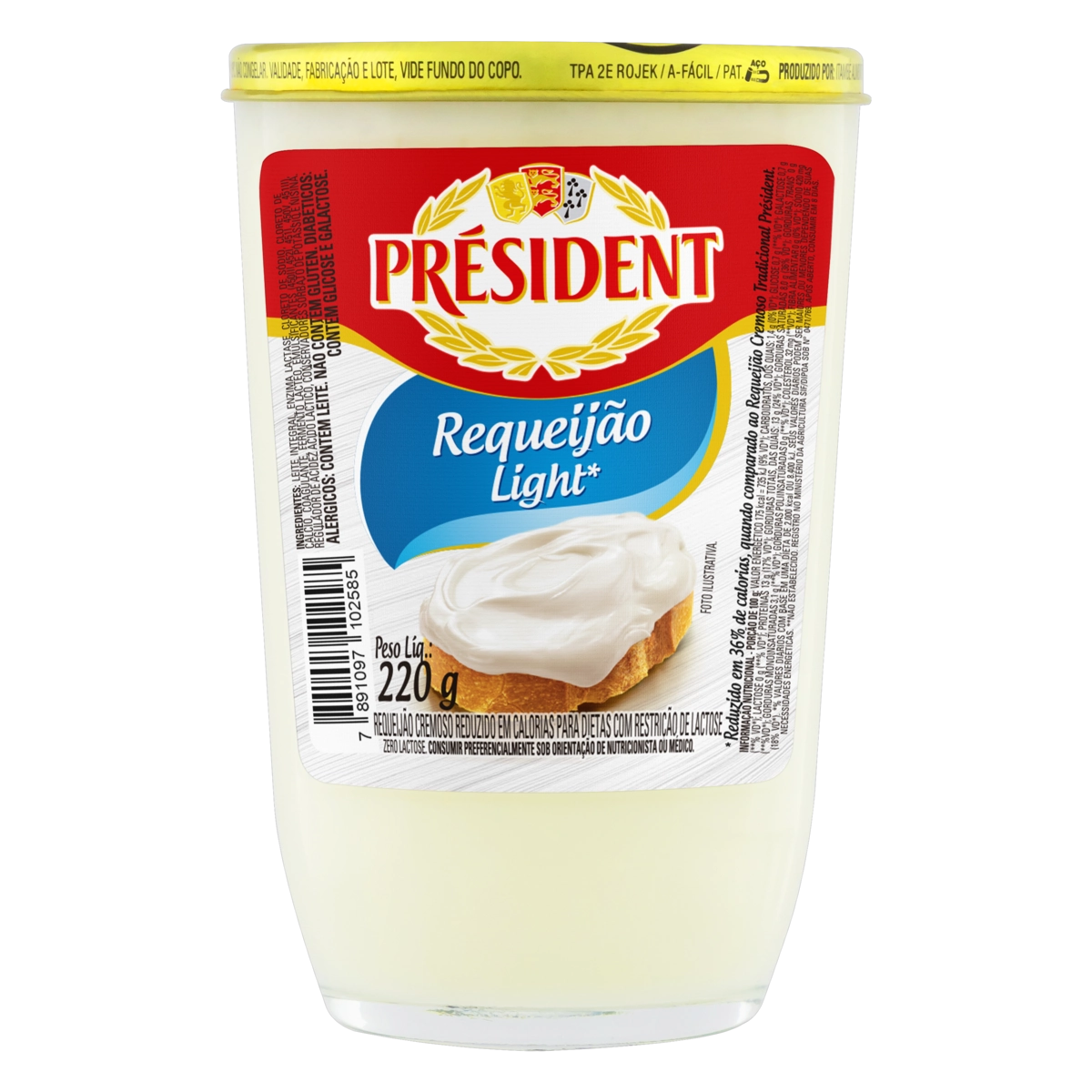 Requeijão Light Zero Lactose Président Copo 200g
