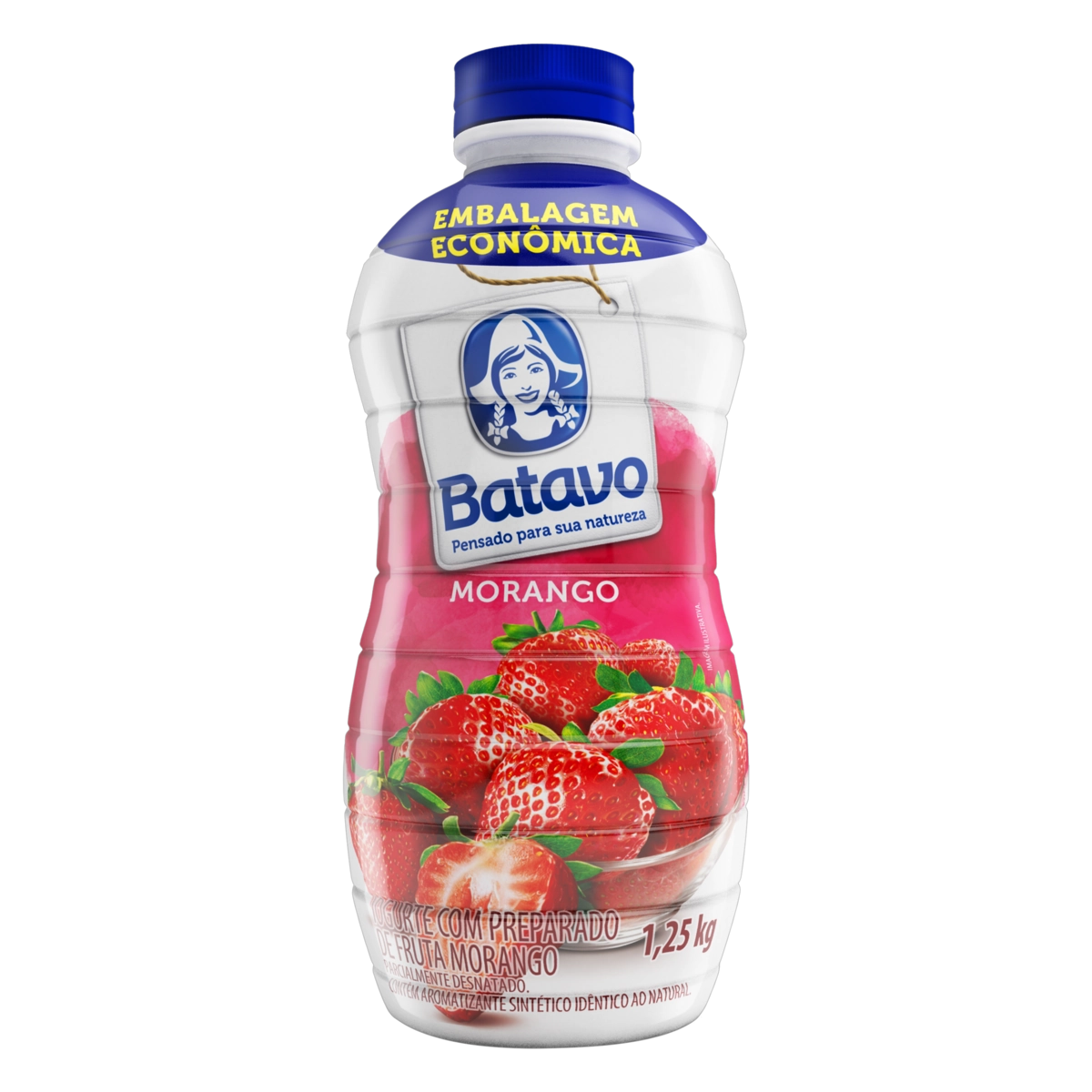 Iogurte Integral Morango Batavo Garrafa 1,25kg Embalagem Econômica