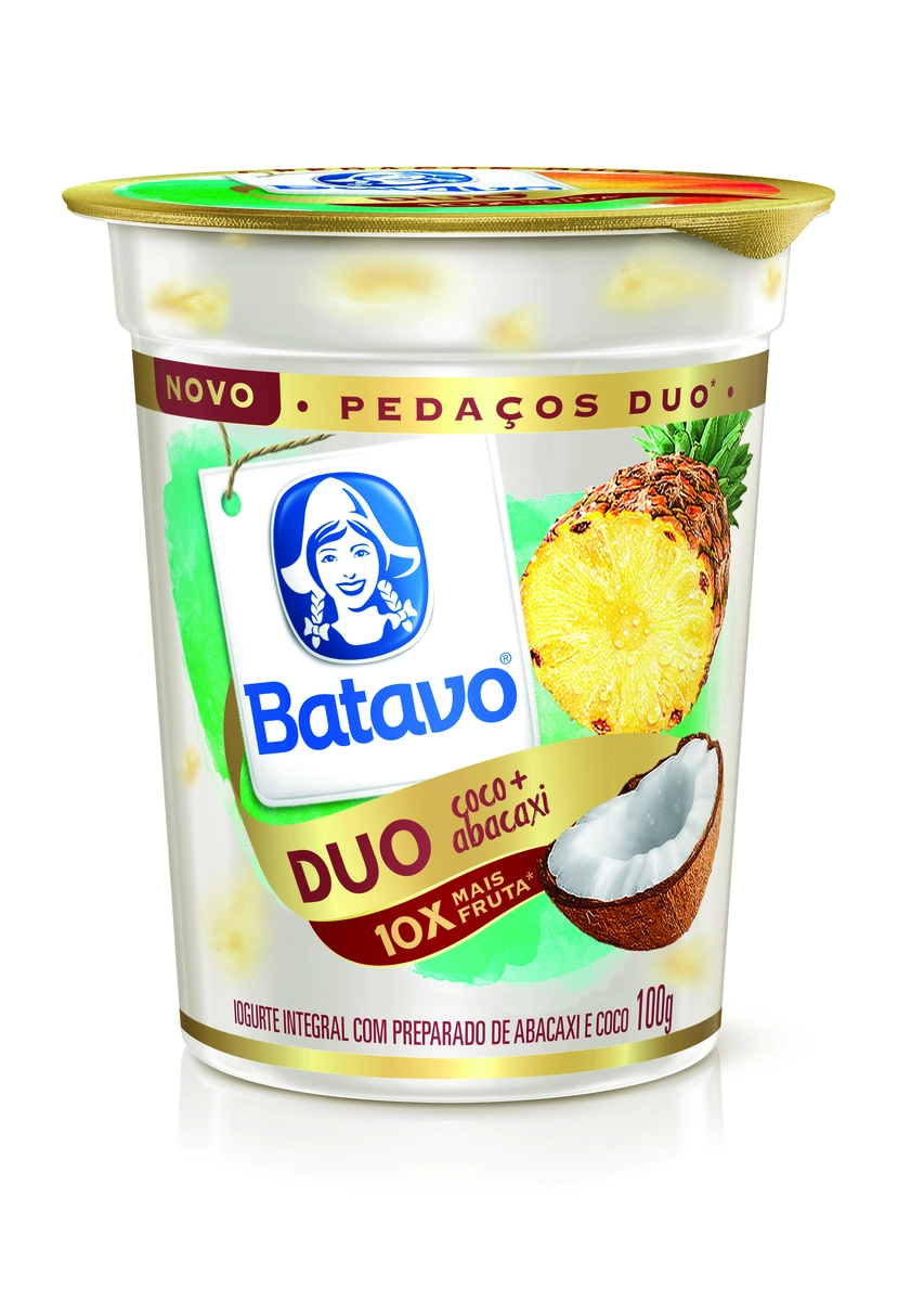 Iogurte Integral Coco E Abacaxi Batavo Pedaços Duo Copo 100g