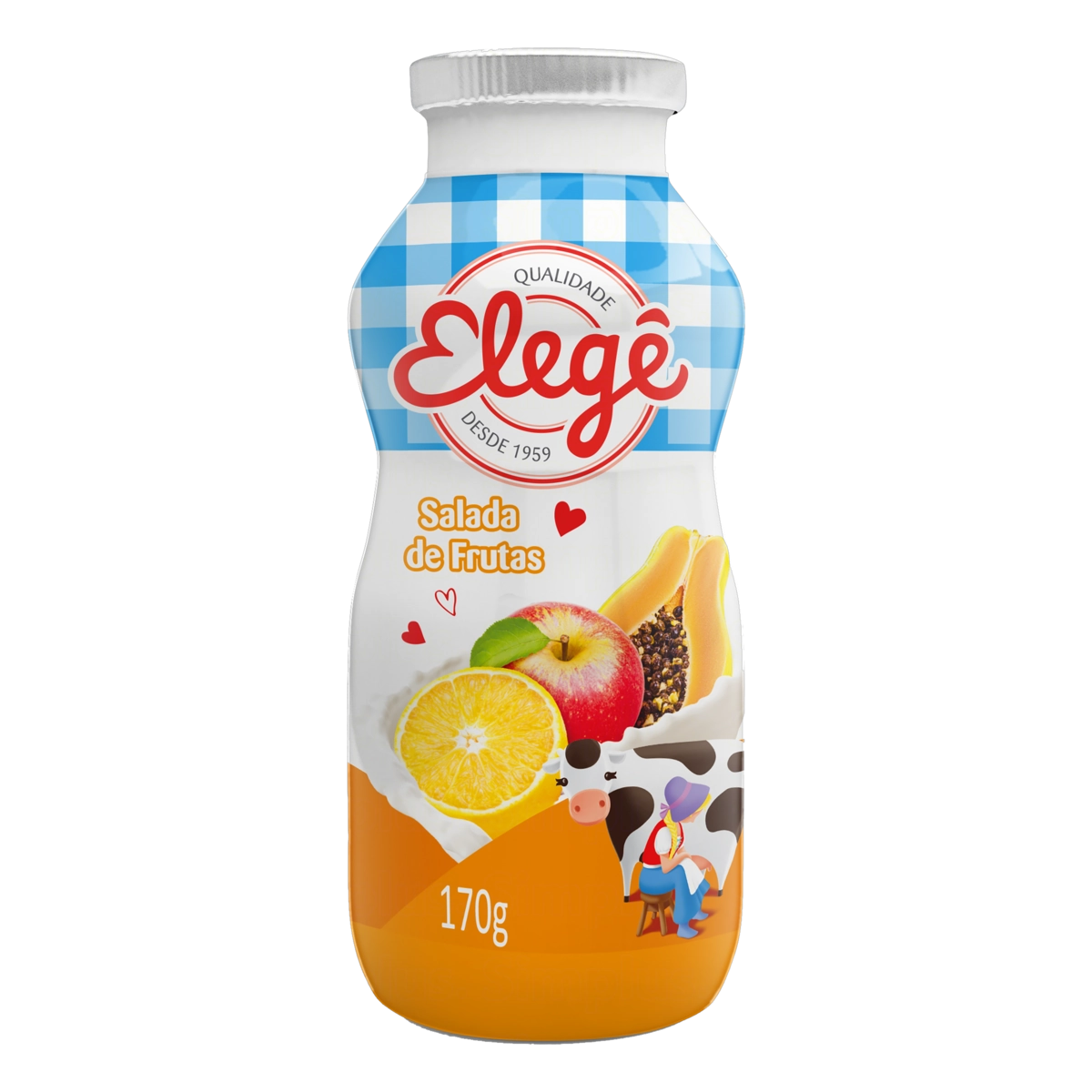 Bebida Láctea Fermentada Salada De Frutas Elegê Frasco 170g