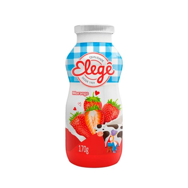 Bebida Láctea Fermentada Morango Elegê Frasco 170g