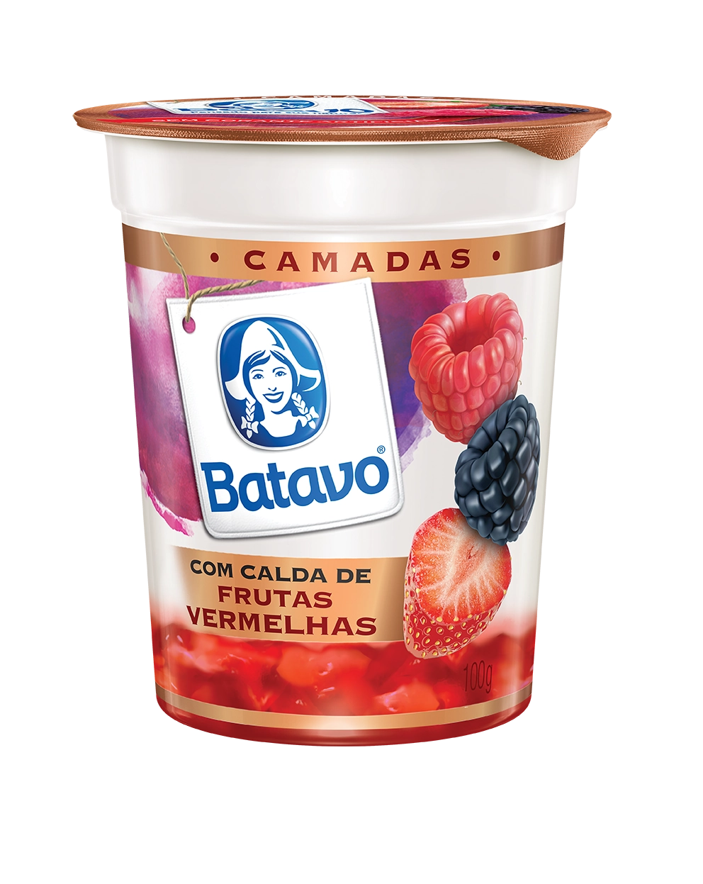 Iogurte Parcialmente Desnatado Calda Frutas Vermelhas Batavo Camadas Copo 100g