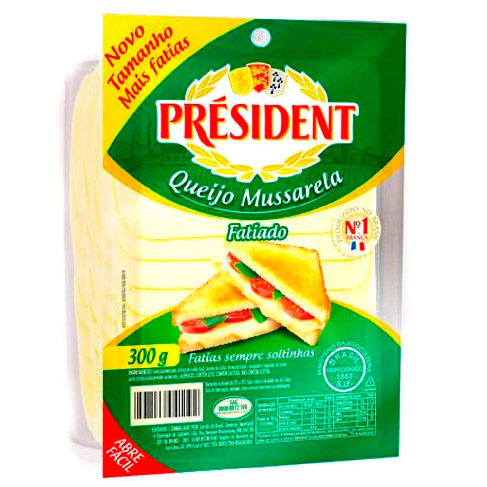 Queijo Mussarela Fatiado Président 300g