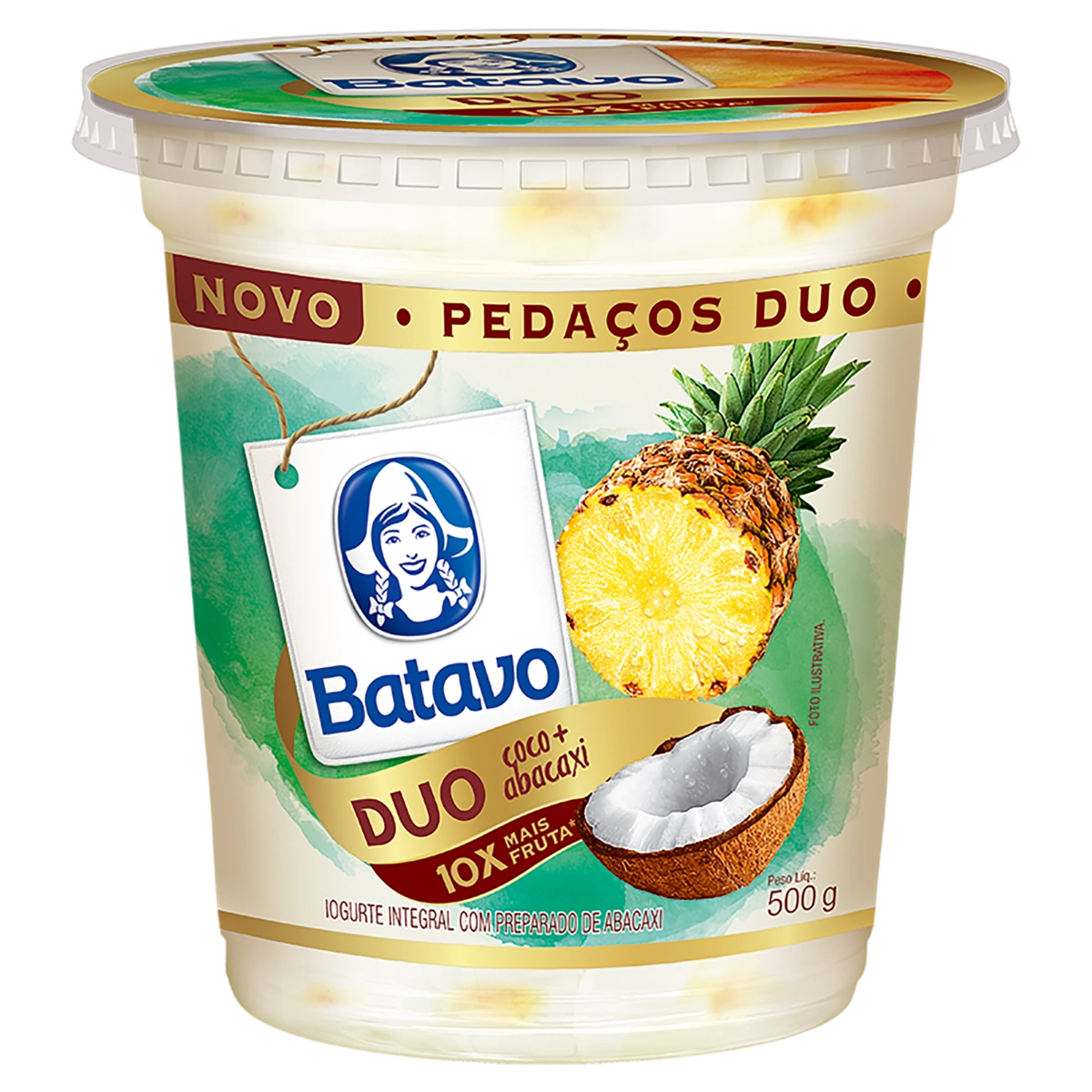 Iogurte Integral Abacaxi E Coco Batavo Pedaços Duo Pote 450g