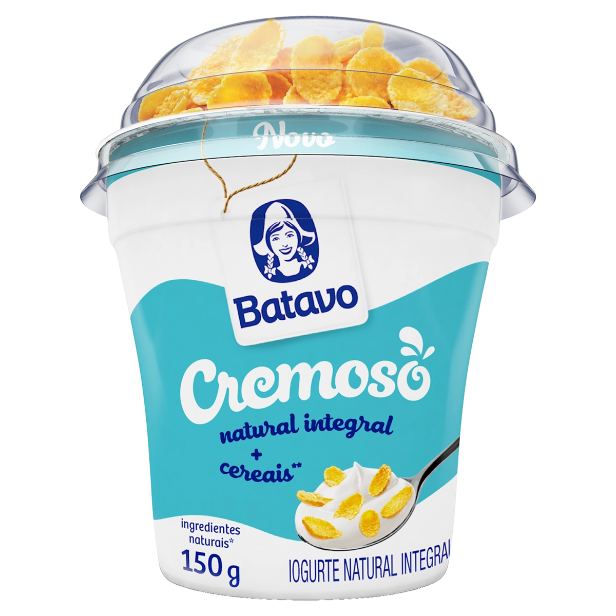 Iogurte Integral Cremoso Natural Com Cereais Batavo Copo 150g
