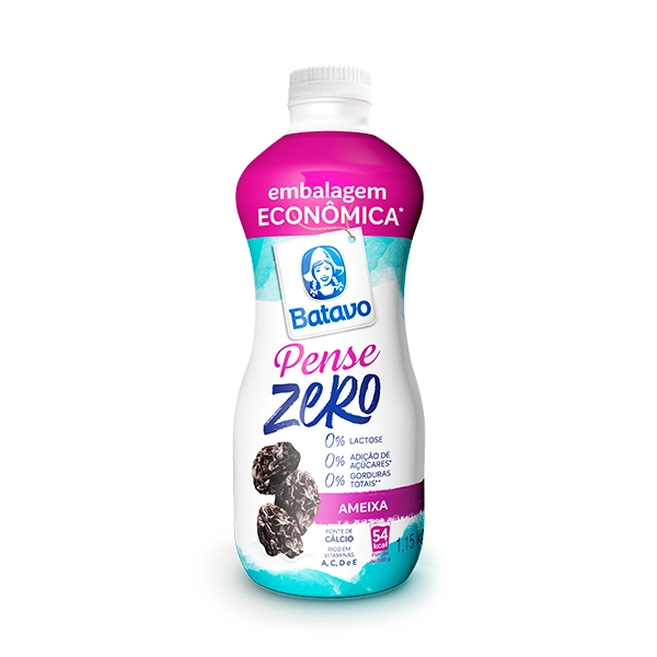 Iogurte Desnatado Ameixa Zero Lactose Batavo Pense Zero Garrafa 1,15kg Embalagem Econômica