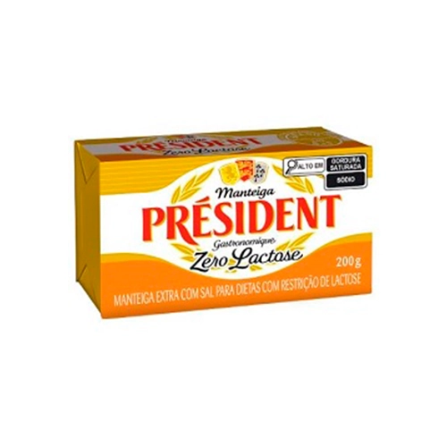 Manteiga Extra Com Sal Zero Lactose Président Gastronomique 200g