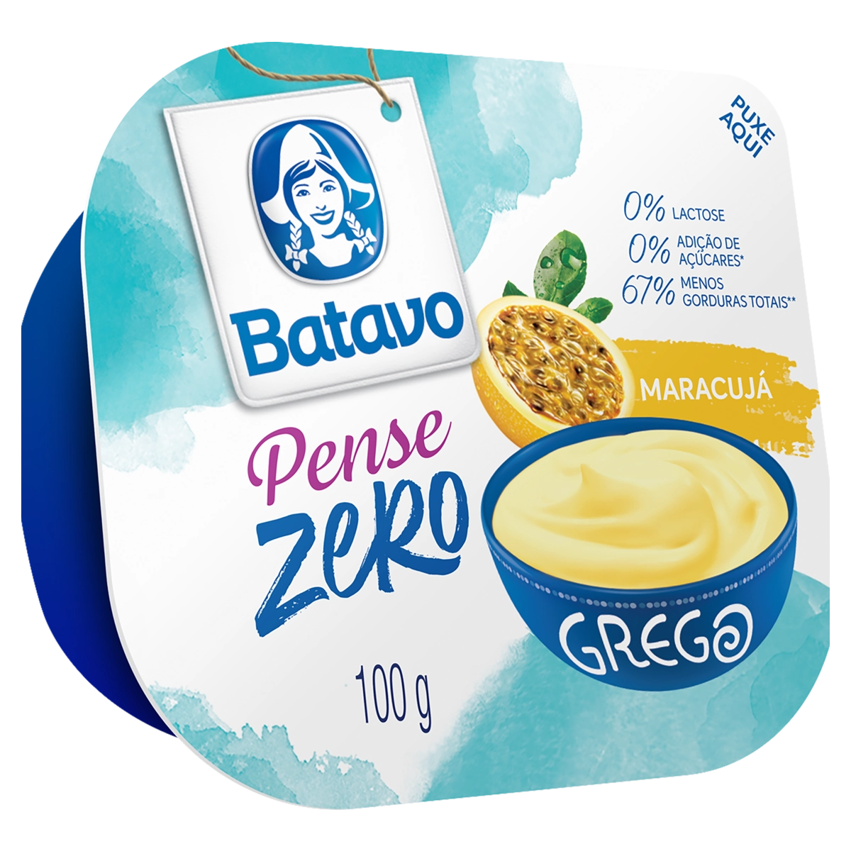 Iogurte Parcialmente Desnatado Grego Maracujá Zero Lactose Batavo Pense Zero Pote 100g