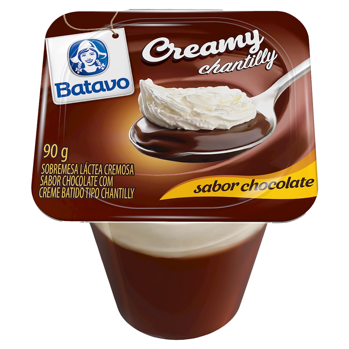 Sobremesa Láctea Com Chantilly Chocolate Batavo Creamy Pote 90g