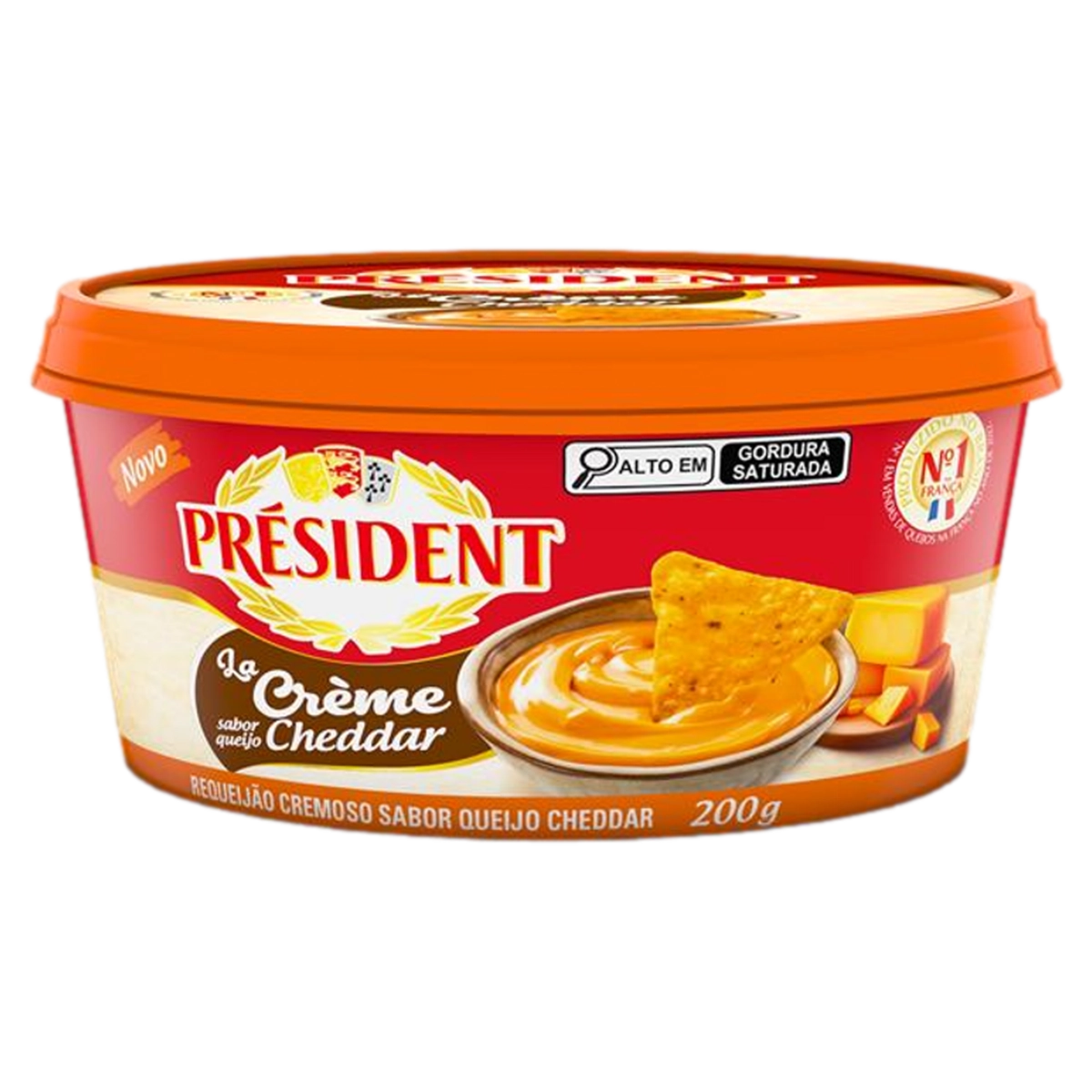 Requeijão Cremoso Queijo Cheddar Président La Crème Pote 200g