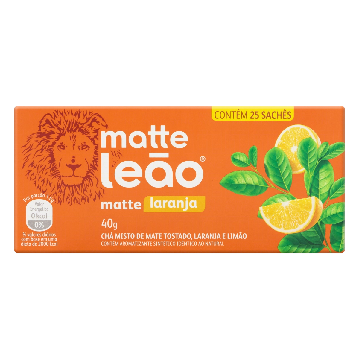 Chá Mate Laranja Matte Leão Caixa 40g 25 Unidades