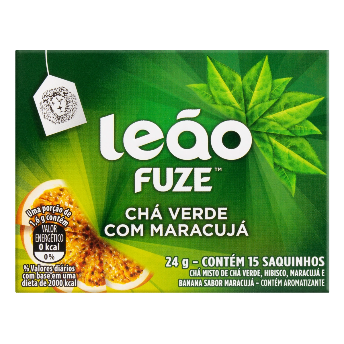 Chá Verde Maracujá Leão Fuze Caixa 24g 15 Unidades