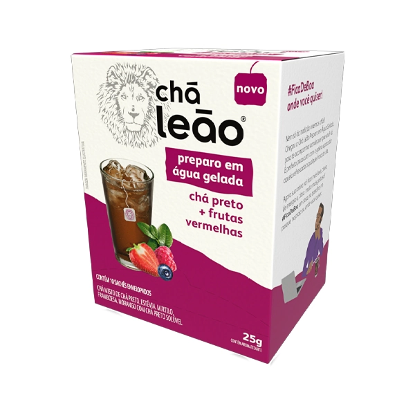 Chá Preto Frutas Vermelhas Chá Leão Caixa 25g 10 Unidades