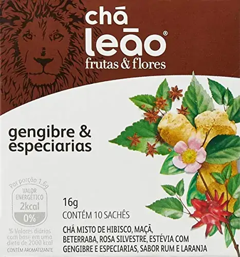 Chá Gengibre Especiarias Chá Leão Caixa 16g 10 Unidades